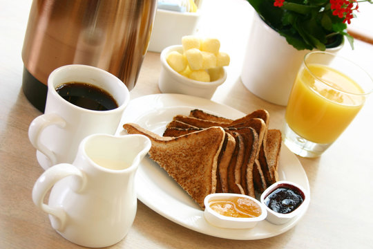 breakfast series - toast, coffee and juice