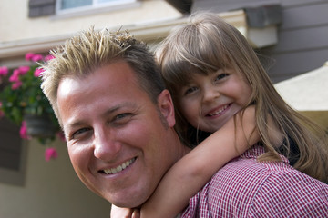 happy father and daughter