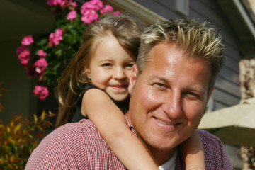 happy father and daughter