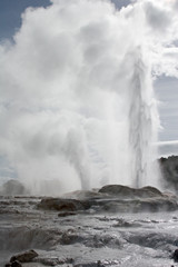 geyser erupting (backlit)