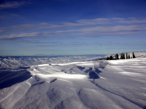 Wind Sculpted Snow Along Hells Canyon, Idaho