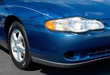 blue sports car front end