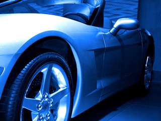 blue tone sportscar