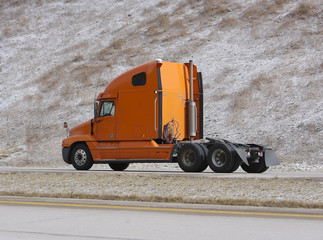 orange semi truck