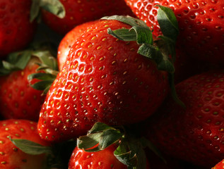 macro of strawberries