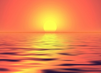 Fototapeta na wymiar orange sunset above the sea