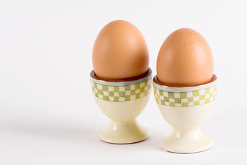 two eggs in eggcups