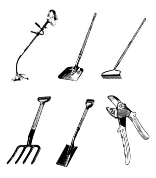 garden tools clip art - 200 dpi with working paths