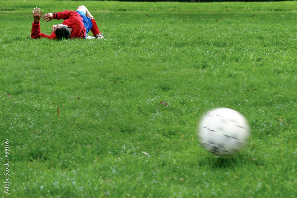 Wall mural injured player on the soccer field