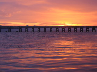 tay rail bridge at dusk