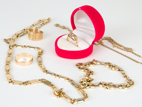 golden ring and necklace