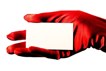 blank card & red glove