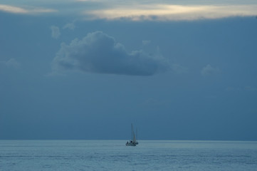 lonely boat, key west islands, florida, u.s.a.