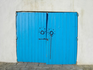 blue double door