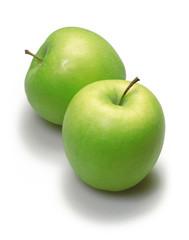 two apples over white