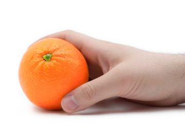 hand and orange