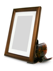 wooden photo frame and photo tape