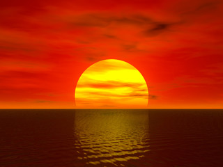 Fototapeta na wymiar sunset render