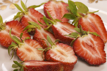 slices of strawberry on a plate