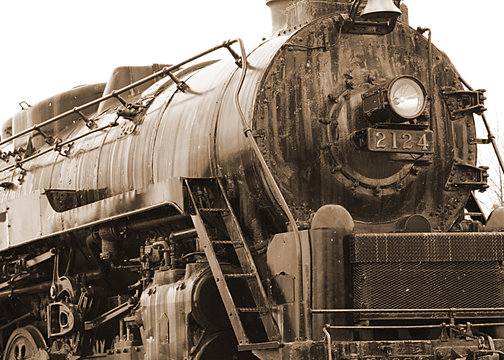 sepia-toned train