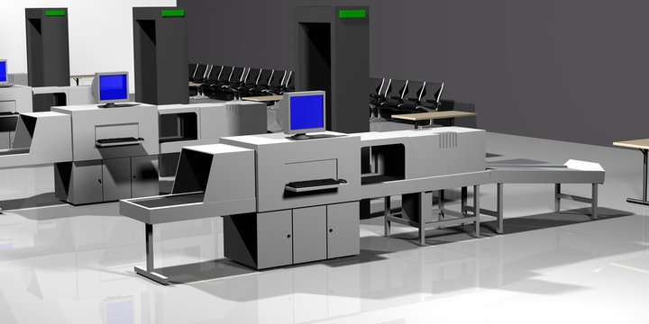 airport checkpoint 3d render