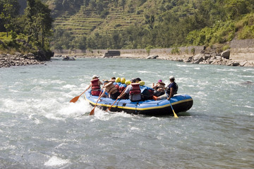 whitewater rafting - nepal - obrazy, fototapety, plakaty