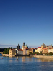 prague city center and vltava river