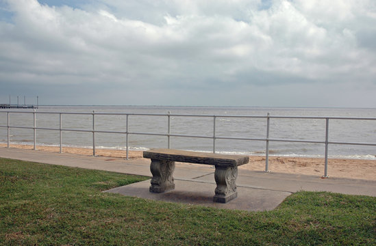 park bench at the beach