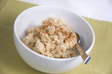 oatmeal with silver spoon