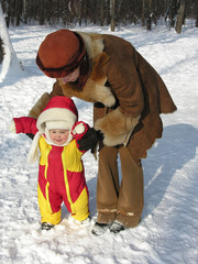 first step baby. winter 2