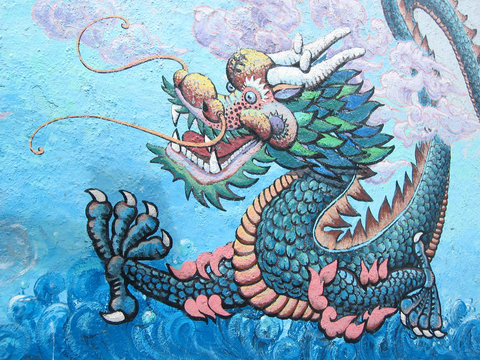 chinese dragon mural
