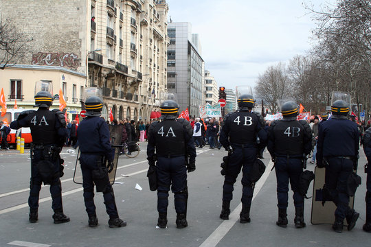manifestation, policier, crs