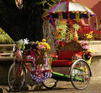 malaysia; malacca: rickshaw