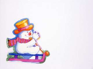 snowman on sleigh