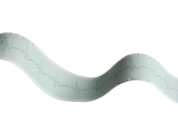 ekg tape electrocardiograph (with clipping path)
