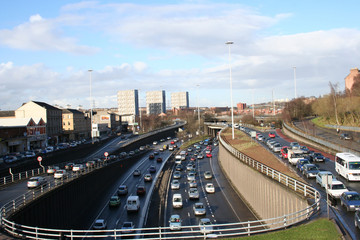 Naklejka premium urban motorway at rush hour