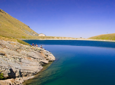 a view of a glacial lake in national park in maced