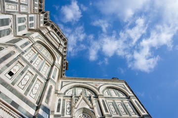 florence cathedral with blue sky and clouds