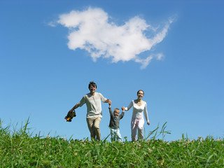 family sunny day and cloud