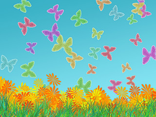 Fototapeta na wymiar colorful glowing butterflies