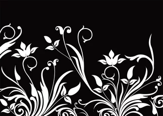 Vitrage gordijnen Zwart wit bloemen element voor ontwerp