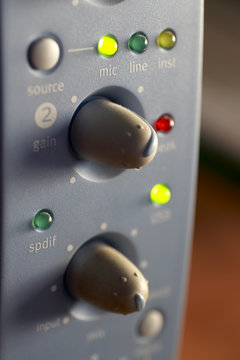 macro shot of a mixing board
