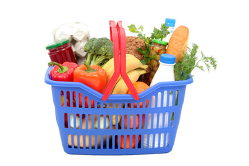 groceries in shopping basket