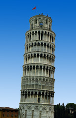 leaning tower of pisa with blue sky