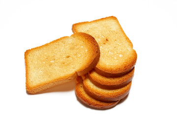 Fototapeta na wymiar some slices of toasted bread isolated