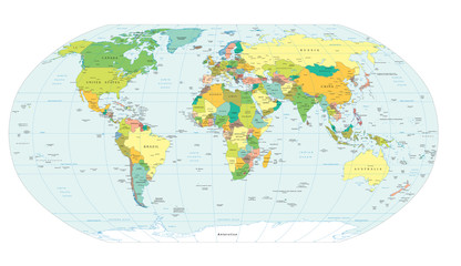 Fototapeta world map political boundaries obraz