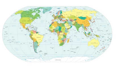 Printed roller blinds World map world map political boundaries