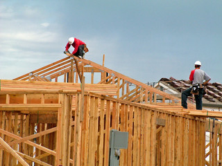 house construction, people at work