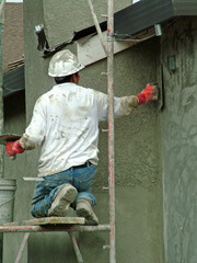 Naklejka premium stucco worker, man, safety
