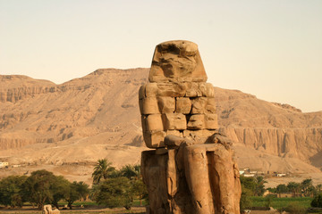 view of the colossi of memnon representing amenhot